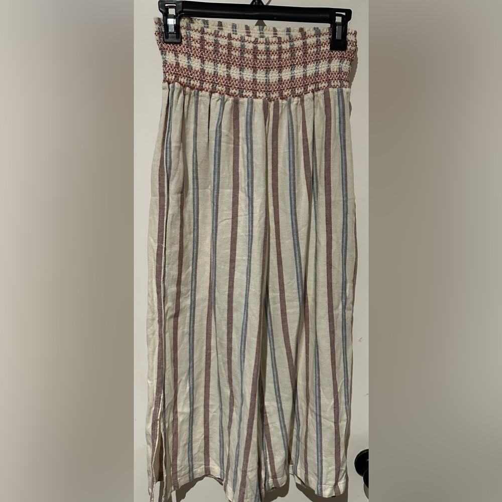 Rewash American Originals Size Medium Stripe Linen Blend Wide Leg Crop Pant
